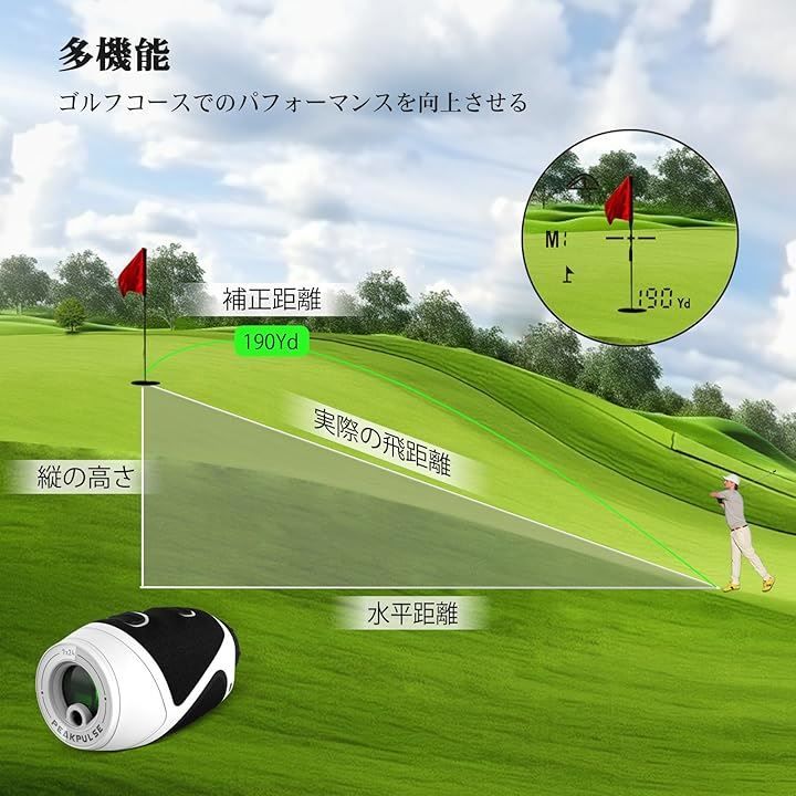 PEAKPULSE ゴルフ 距離計 ミニ 超小型 レーザー距離計 1097m