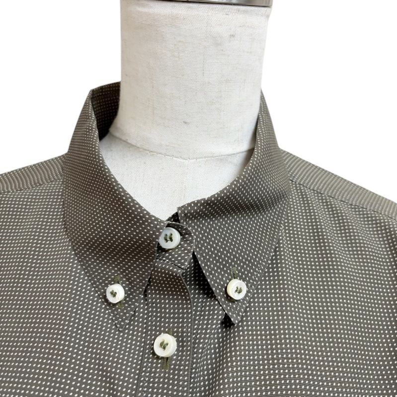 Aquascutum　アクアスキュータム 　レディース　ボタンダウンシャツシャツ　長袖　11号　L　ブラウン　ドット　水玉 Aquascutum アクアスキュータム レディース ボタンダウンシャツ