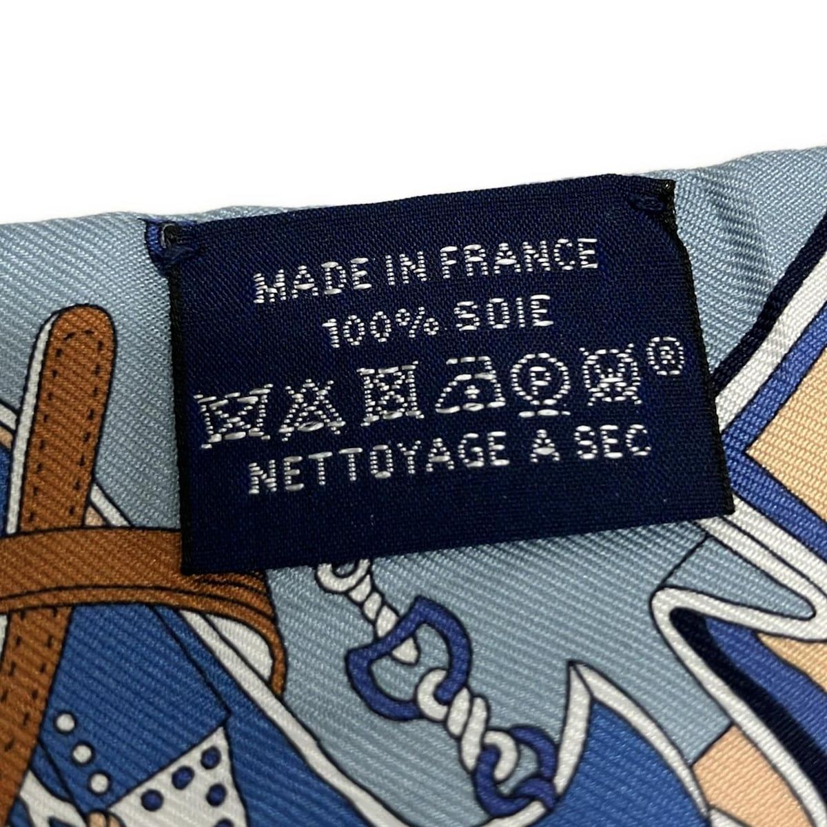 HERMES(エルメス) スカーフ ツイリー マリン×白×ベージュ リボン HERMES(エルメス) スカーフ ツイリー マリン×白×ベージュ リボン