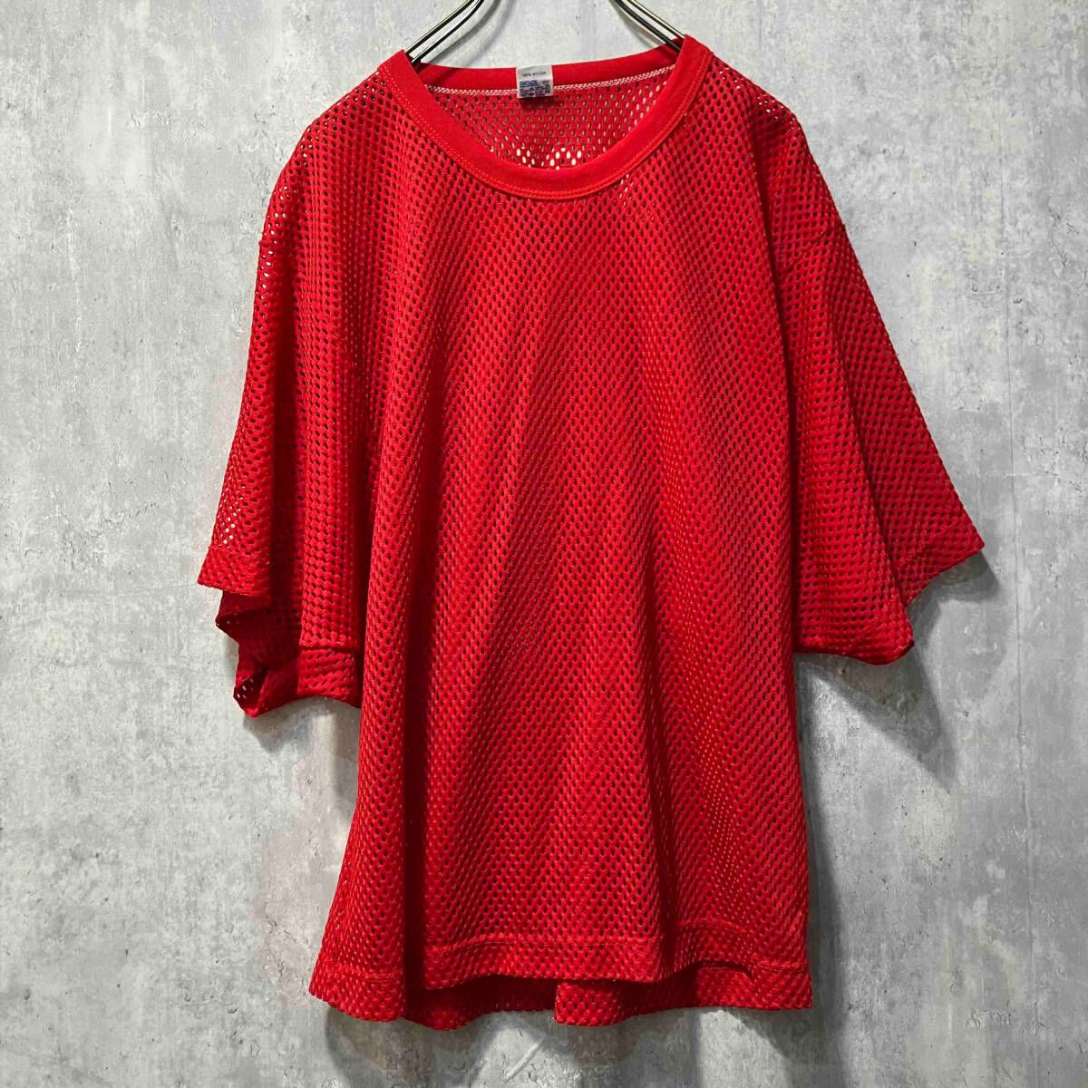 RUSSEELL ATHLETIC mesh t-shirt メッシュTシャツ レッド SIZE L ラッセル アスレチック