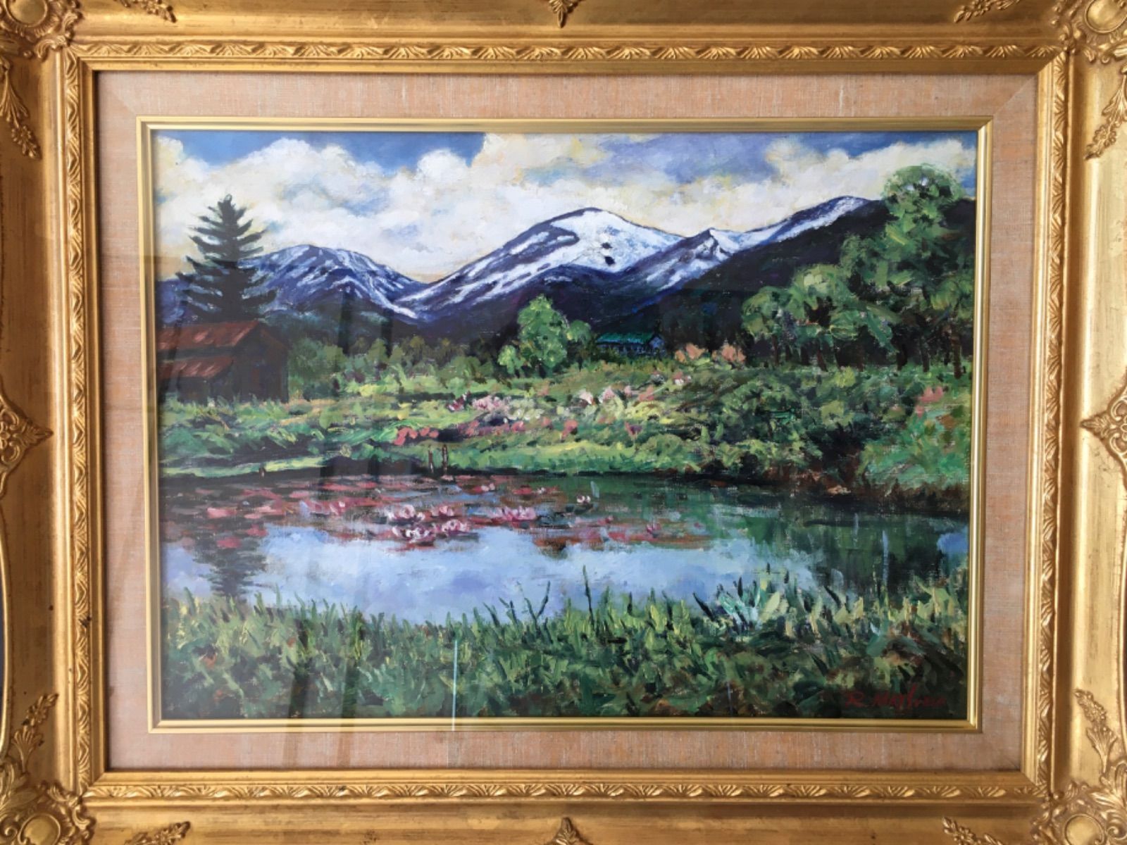 油彩画 油絵 風景画 月山 山形県 出羽三山 P8号 1点物