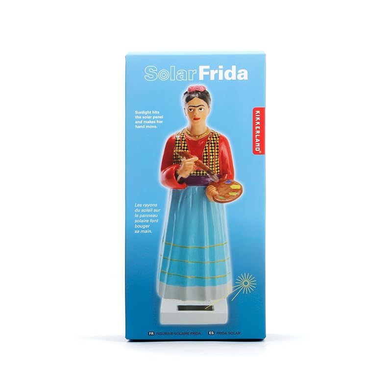 Kikkerland Solar Frida Kahlo メキシカンアーティスト 画家 樹脂像 置物、机、オフィス装飾、6.75 x 2 x 3