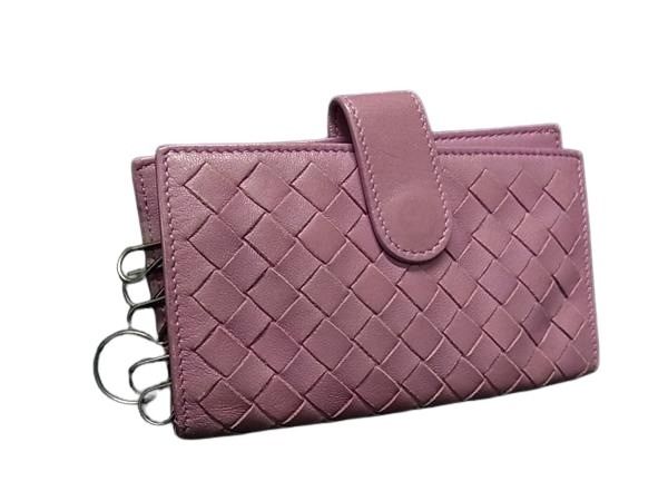 BOTTEGA VENETA ボッテガヴェネタ キーケース イントレチャート ピンクパープル レザー レディース 6連
