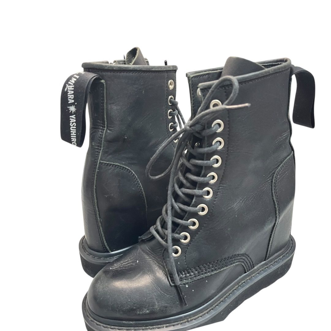 リミ フゥ ミヤハラヤスヒロ コラボ ブーツ XS 23.5cm 編み上げ インソール ブラック