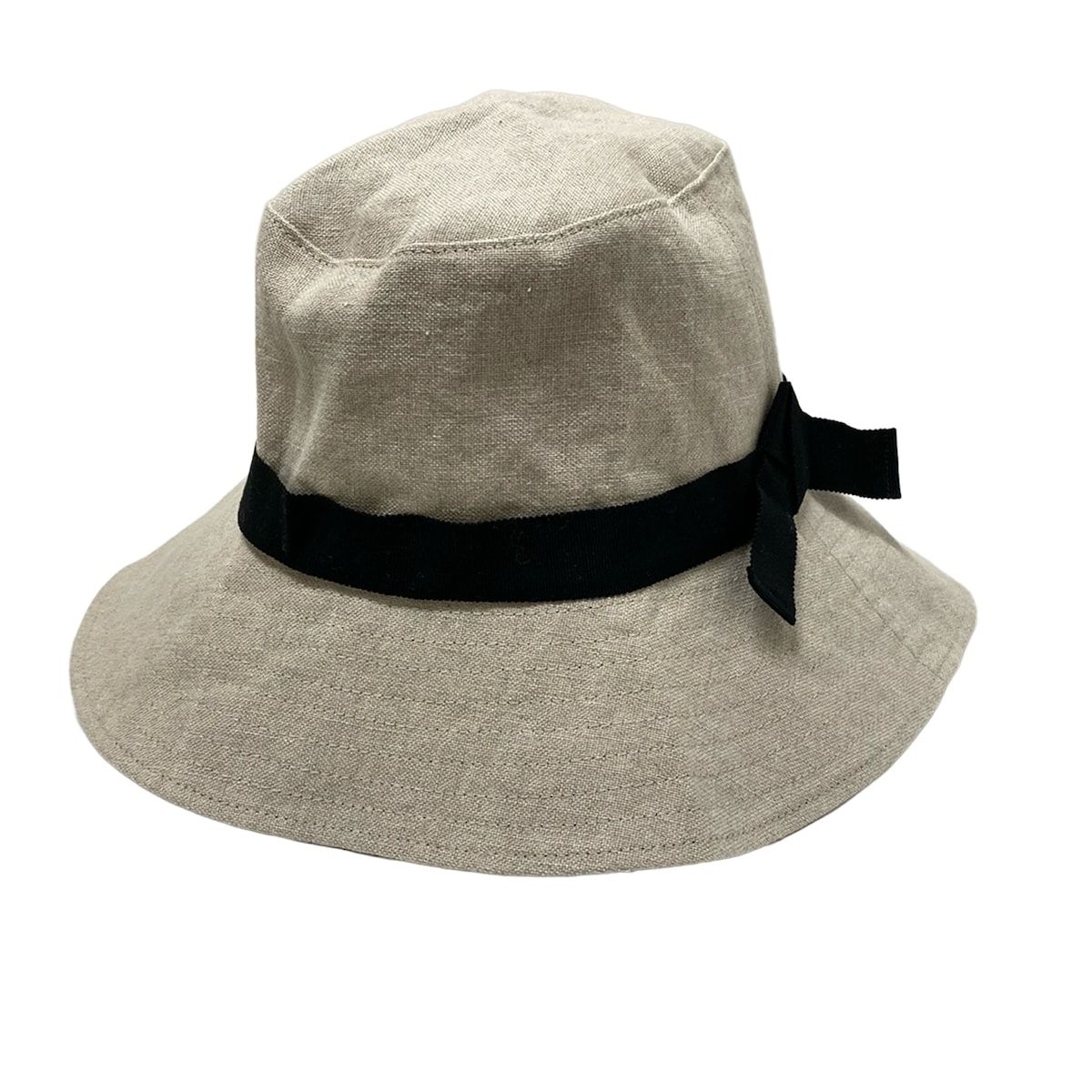 新品　マーガレットハウエル　リネン風ハット 黒リボン付き MARGARET HOWELL（マーガレットハウエル）の「LINEN GARDEN HAT