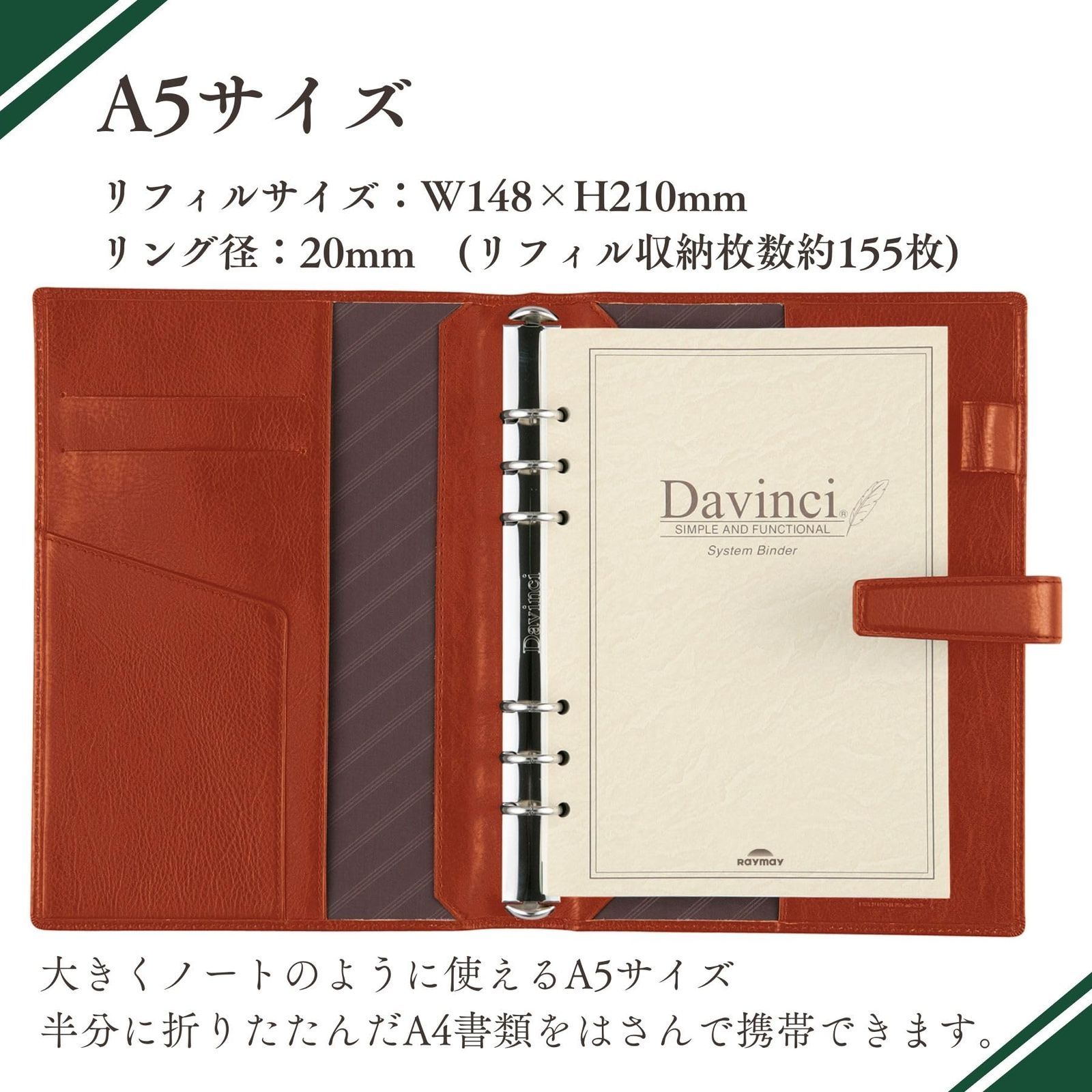 レイメイ藤井 システム手帳 ダヴィンチ スタンダード A5 ブラック DSA3002B SKLAD-KIRPICHA_RU