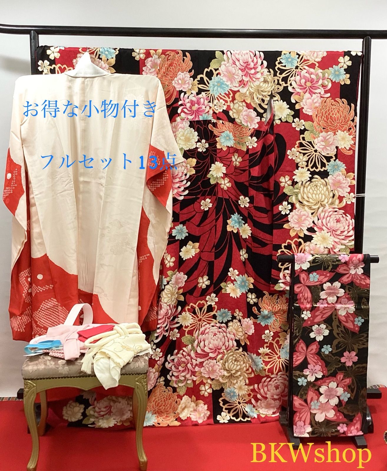 現品限り＞used kansai 山本寛斎 振袖13点セット 正絹 成人式 小物