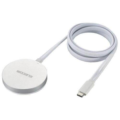 【新品・5営業日で発送】ELECOM エレコム マグネットQi2規格対応ワイヤレス充電器／メッシュケーブル(W-MA05SV)