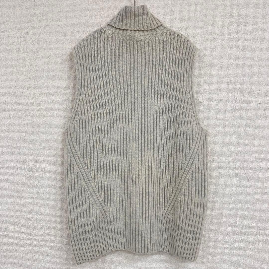 DRIES VAN NOTEN ドリスヴァンノッテン ノースリーブ リブニット ベスト トップス タートルネック ハイネック S ベージュ ウール