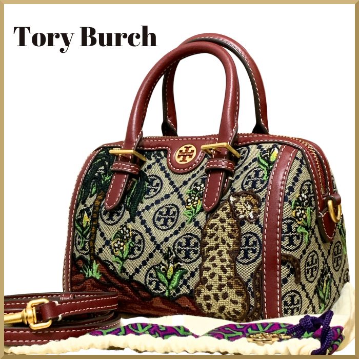 トリーバーチ Tモノグラム ミニバレルバッグ ショルダーバッグ ジャガード Tモノグラム ジャカード ミニ バレル | TORY BURCH/トリー