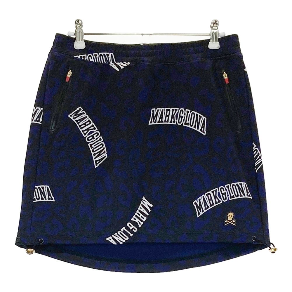 サイズ L MARK-LONA マークアンドロナ 裏起毛スカート ロゴ×レオパード柄 ブラック系 240101539773 ゴルフウェア レディース ストスト