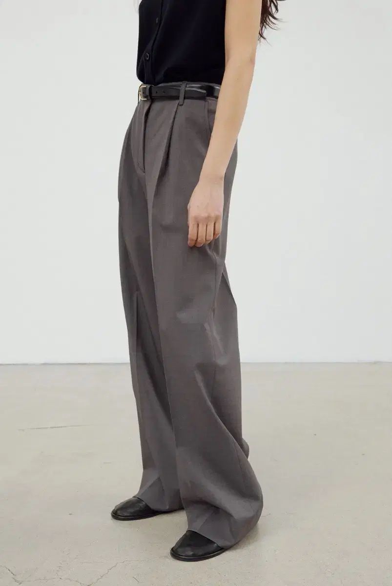 陶器 One Tuck 勝ちました タック ワイド パンツ ー メランジェ グレー WWW_DECORATOM_COM_BR