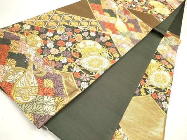 平和屋着物○結城紬 黄唐茶色 正絹 逸品 DAAW5255ud