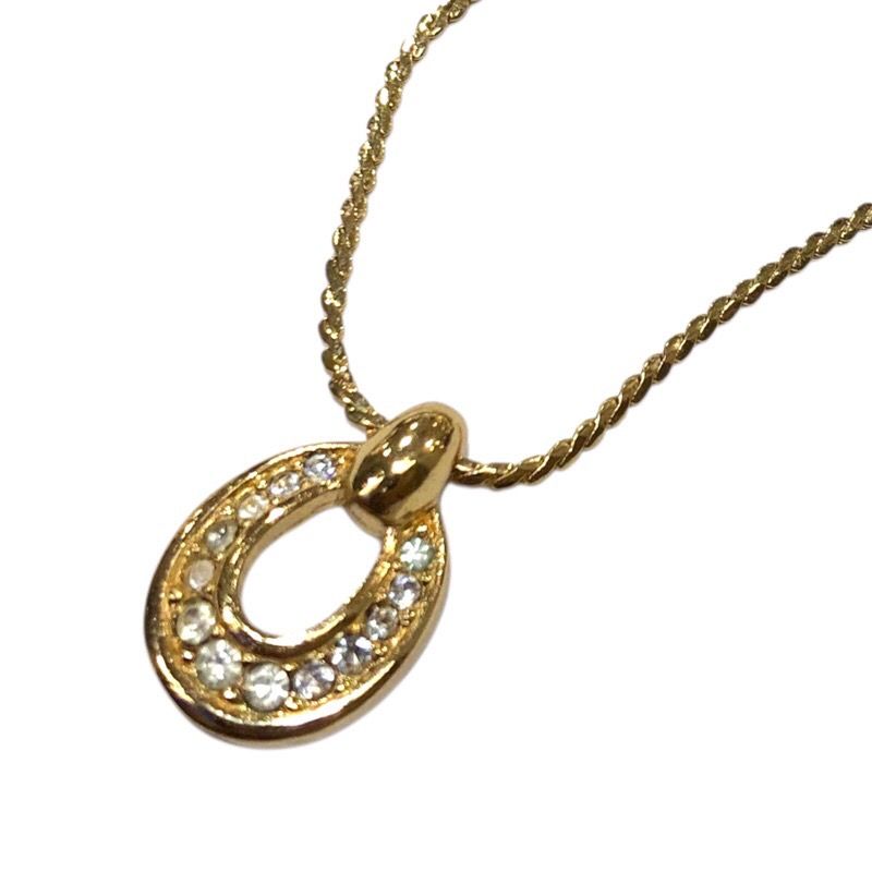 クリスチャン ディオール Christian Dior ラインストーンネックレス ゴールド メタル|クリスタル ジュエリー