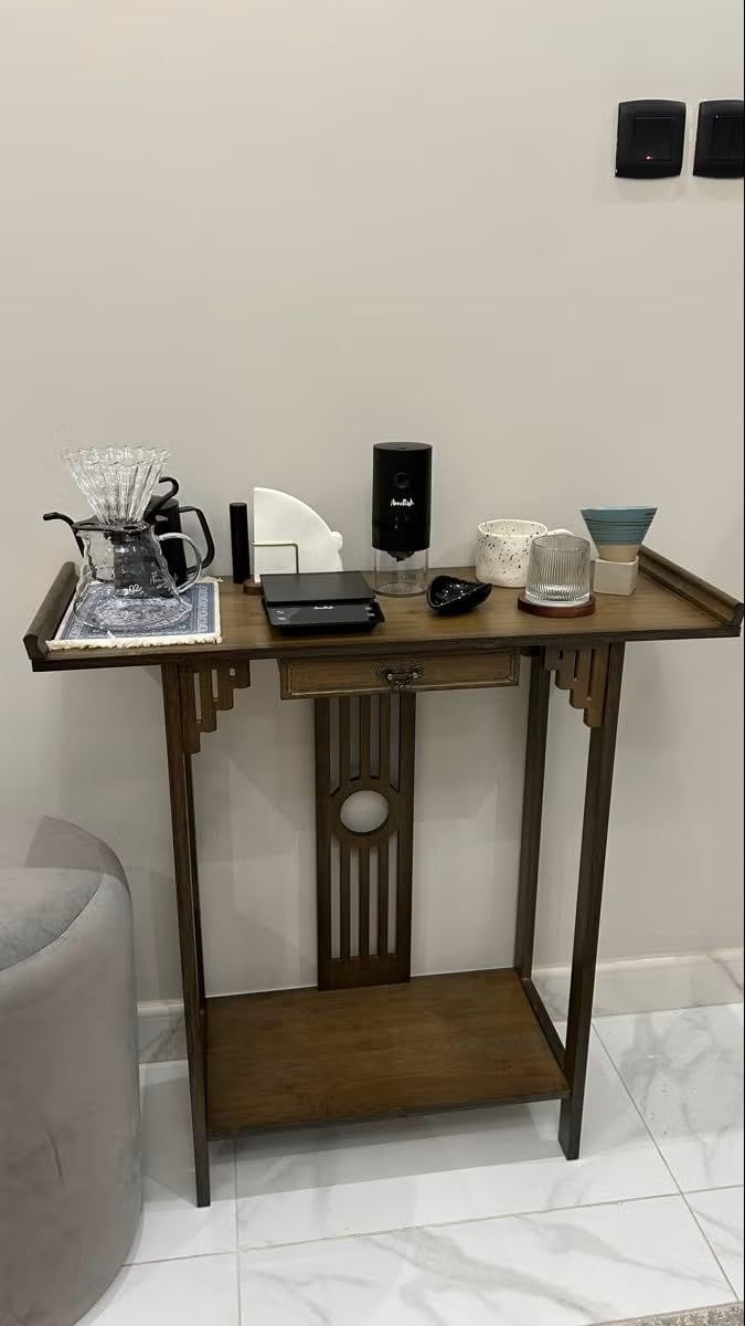 奥行30cm 木製 玄関収納 飾り棚 スリム アンティーク コンソールテーブル 家具 物置台 エントランステーブル Susire 和風 引き出し付き おしゃれ