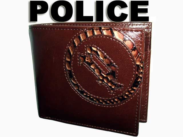 POLICE ポリス スムース牛革＆パイソン型押し ラウンドファスナー式長財布 POLICE ポリス スムース牛革＆パイソン型押し ラウンドファスナー式長