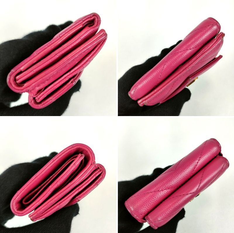 SAINT LAURENT サンローラン 三つ折り財布 Vステッチ ピンク YSL ロゴ