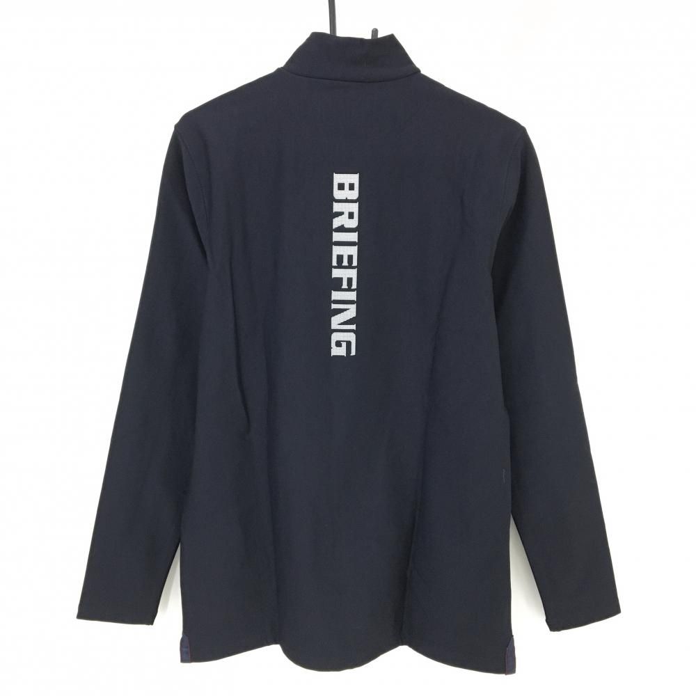ブリーフィング 長袖ハイネックシャツ 黒×白 後ロゴ 裏微起毛 メンズ L ゴルフウェア BRIEFING