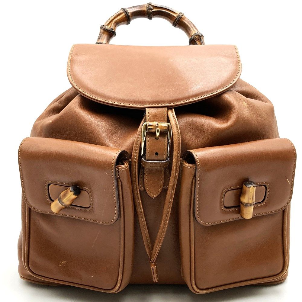 GUCCI グッチ 003 58 リュック・デイパック バンブー レザー ブラウン  