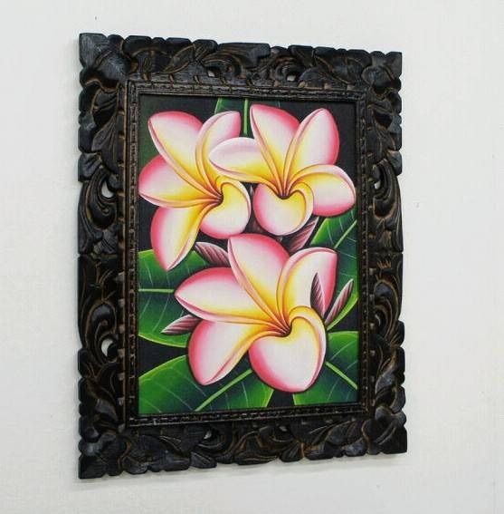アジアン バリ島 プルメリア 絵画 アートパネル オブジェ 壁掛け 飾り