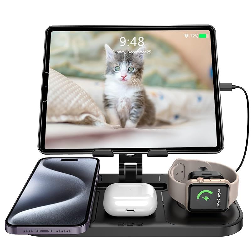 100%新品，高品質 【 限定ブランド】NeotrixQI for iphone 充電スタンド 、iPhone 15 Pro/14 Pro Max/AirP od Pro 3/2用ワイヤレス充電器、iPad用有線充電器、iWatch 9/8用apple watch 充電スタンド 1 電源アダプター・充電器