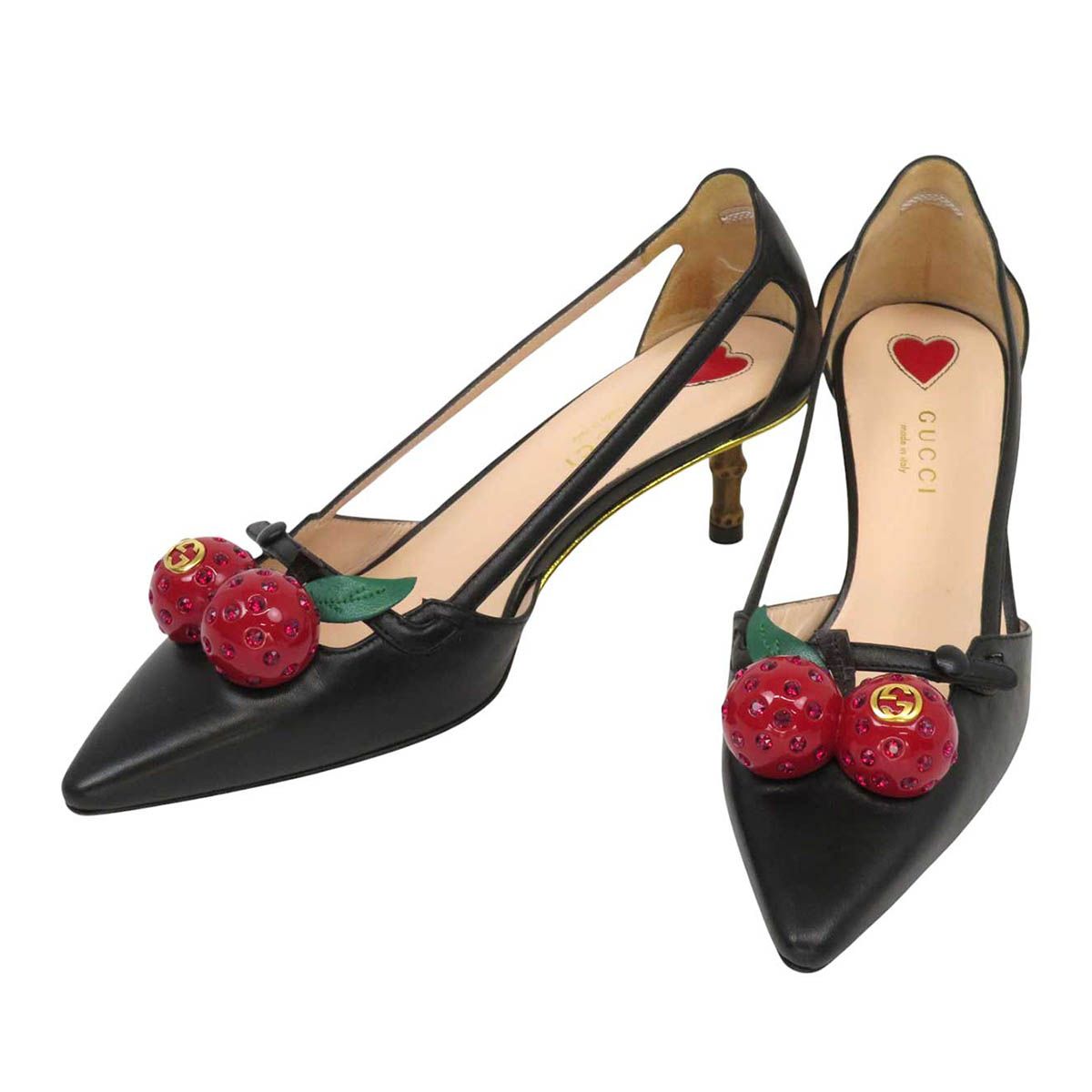 グッチ インターロッキングG チェリー パンプス レディース ブラック GUCCI アパレル 小物