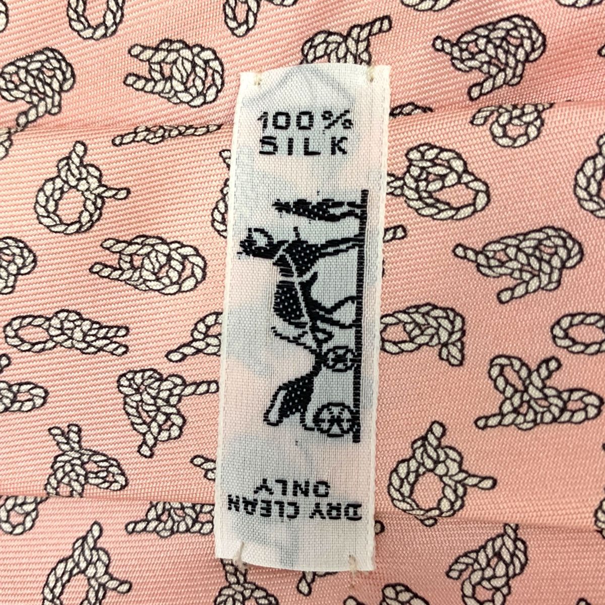 ♪0976 エルメス ネクタイ 総柄 ピンク 5295TA シルク製 ヴィンテージ
