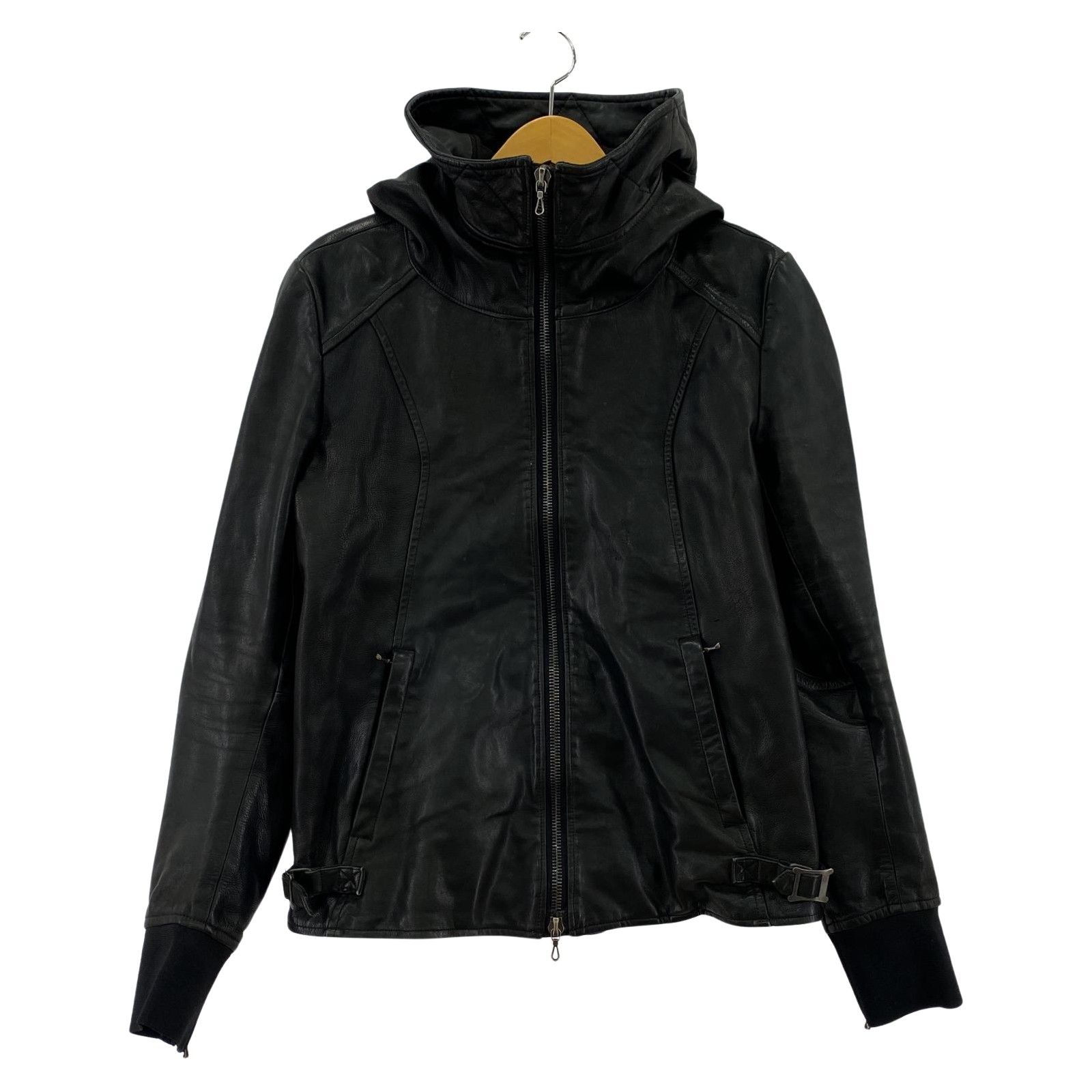 ATTACHMENT アタッチメント フーデッドレザージャケット size2/ブラック