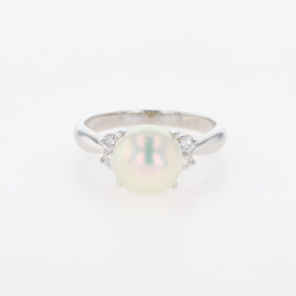 パール デザインリング プラチナ 指輪 メレダイヤ リング 11号 Pt900 パール ダイヤモンド レディース