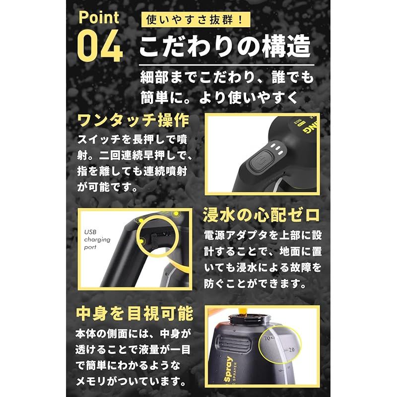 SPEEVAL 自動泡噴霧器 フォームガン 洗車 電動 コードレス 充電式 2.0L 泡洗車 0 YUZUMIYA_COM