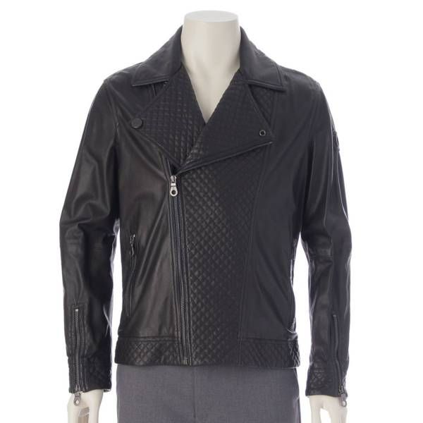 シャネル メンズ ラムレザー キルティング ライダース ジャケット ココ