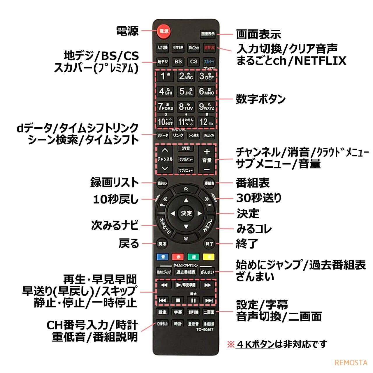 東芝 レグザ テレビ リモコン CT-90467 CT-90475 CT-90478 CT-90479 CT