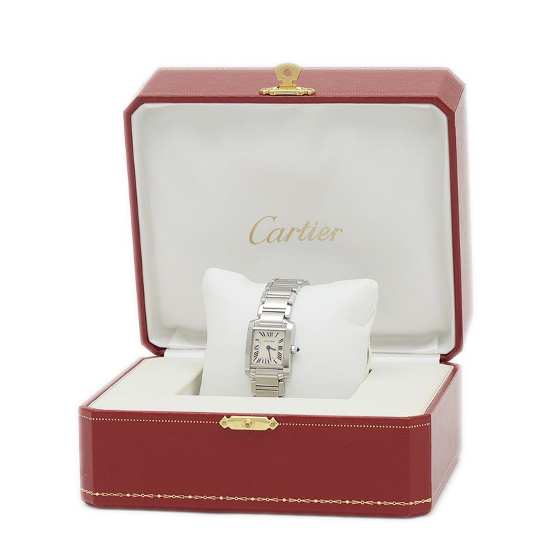 カルティエ タンクフランセーズSM レディース 白文字盤 SS クォーツ  