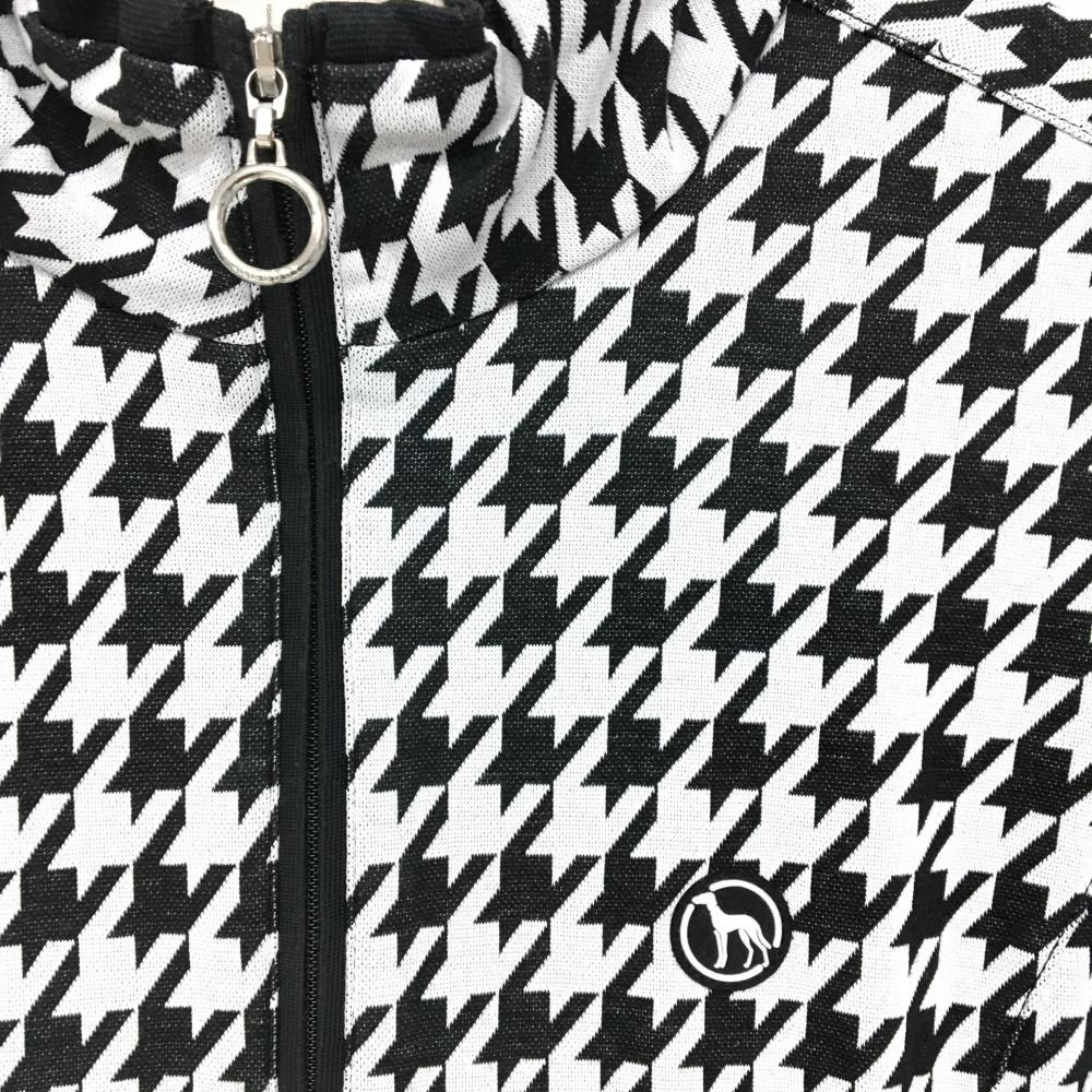 美品】アダバット 半袖ハイネックワンピース 黒×白 千鳥格子 ハーフ