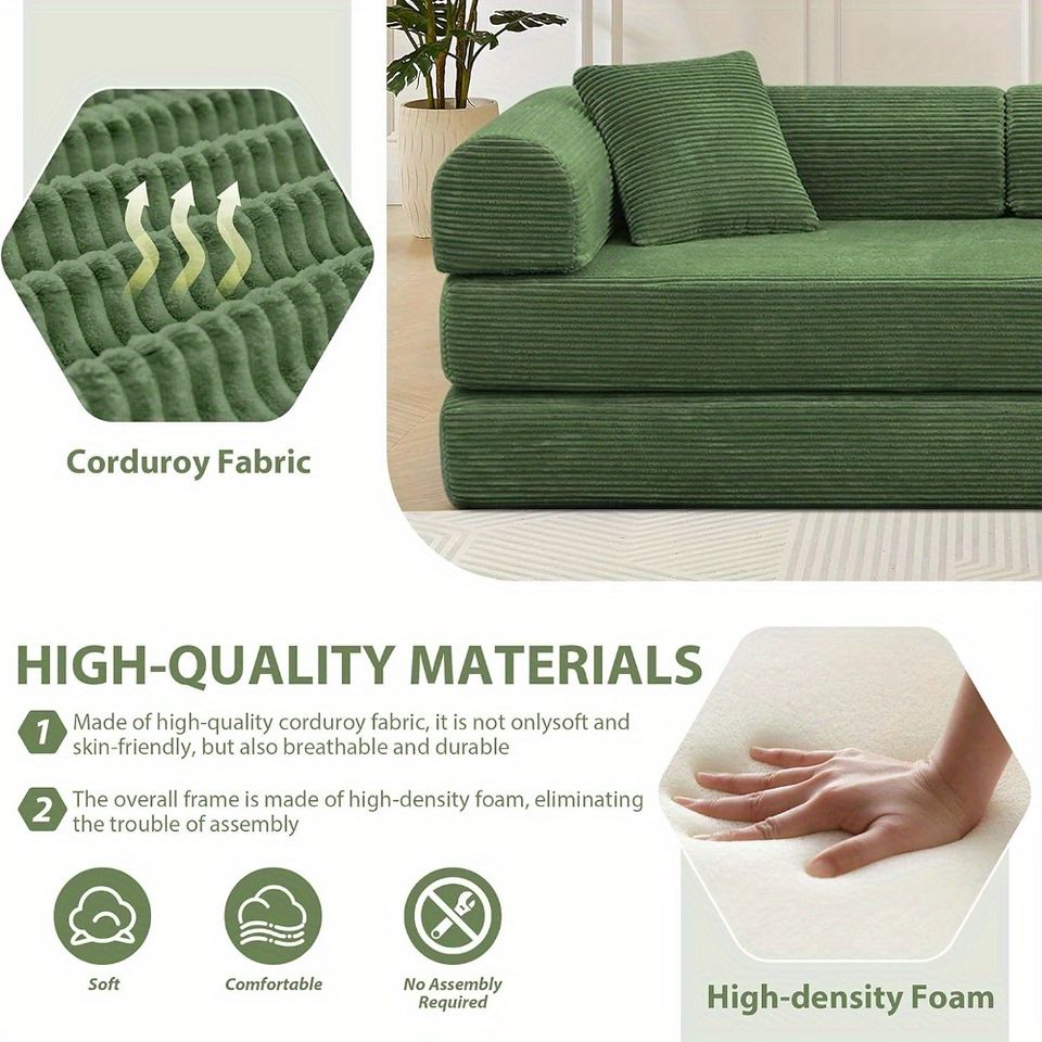 コンバーチブルソファベッド ライトグリーン