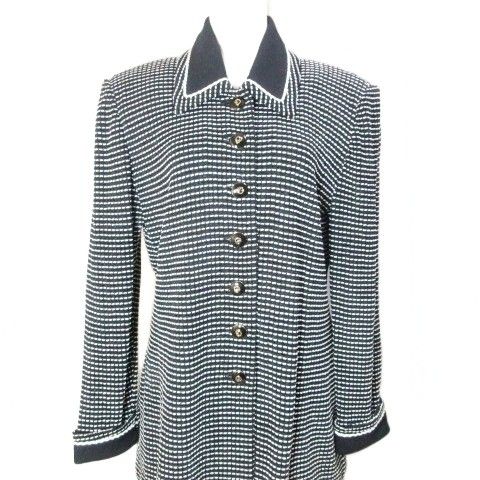 セントジョン ST.JOHN COLLECTION BY MARIE GRAY ニット セットアップ スーツ ジャケット スカート ひざ丈 タイト US6 US8 日本サイズM～L相当 黒 白 X