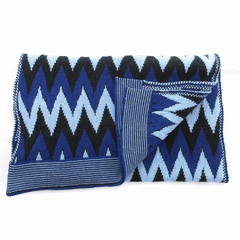 MISSONI ミッソーニ 総柄 ストール ミッソーニ MISSONI マフラー ストール 総柄 青 ブルー /JS □SH
