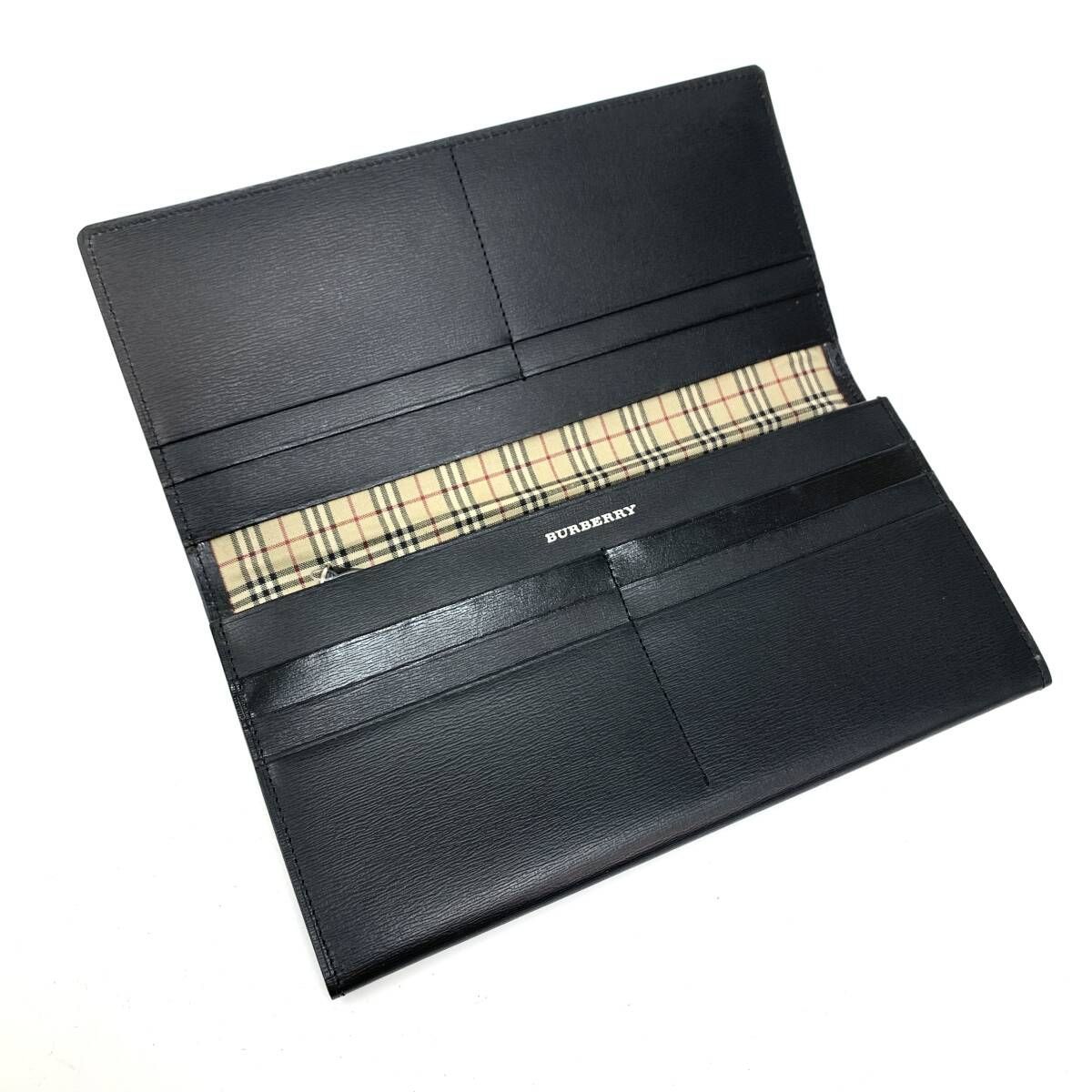 美中古品BURBERRY バーバリー 長財布 ロングウォレット 美品 チェック 