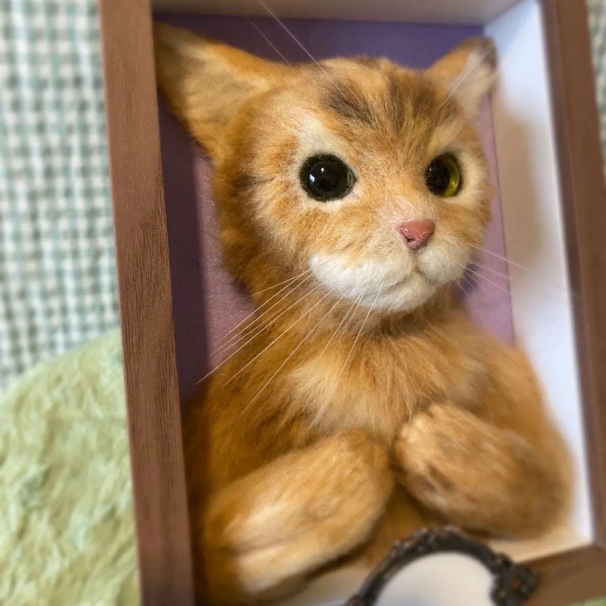 羊毛フェルト 猫 茶トラ キジトラ 羊毛フェルト 猫 仲良し子猫ちゃん 茶トラ猫とキジトラ猫 茶トラ