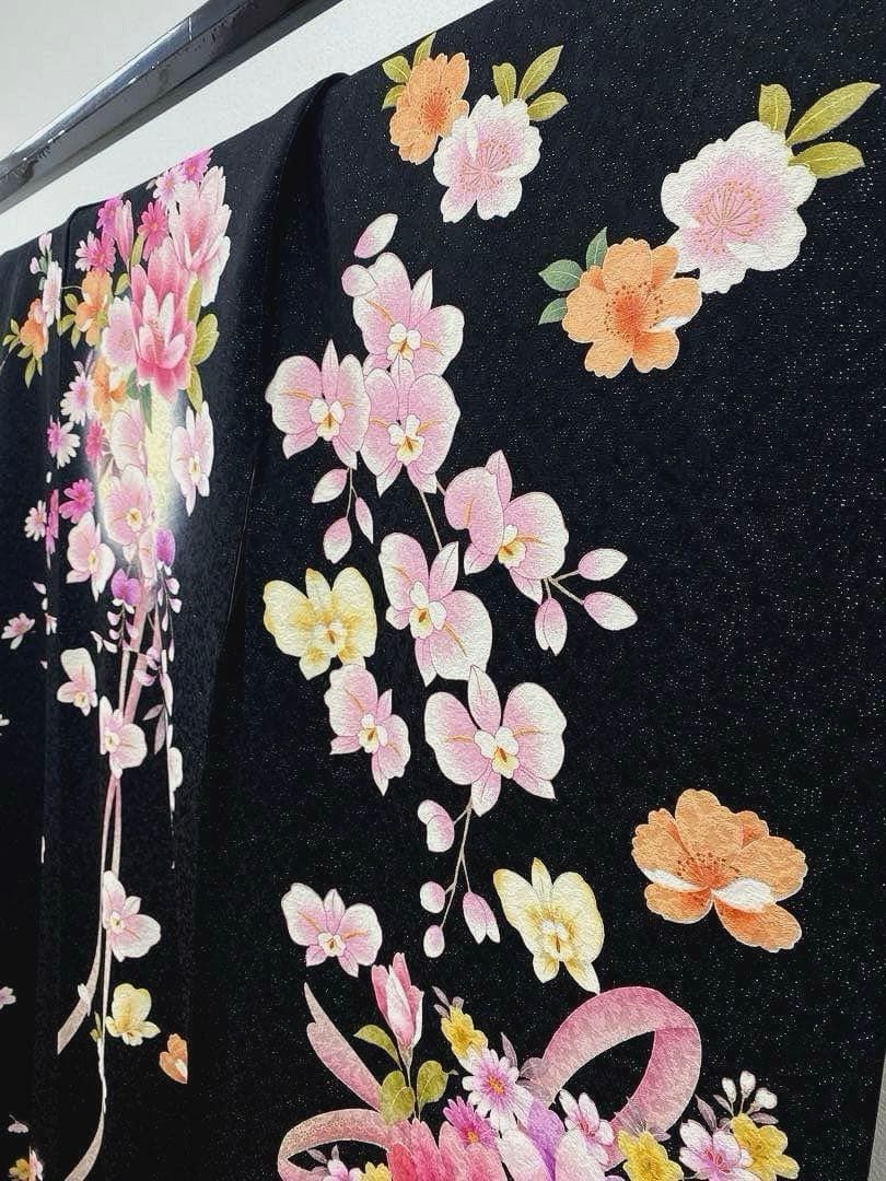 振袖 豪華 銀通し 刺繍 金彩 紋意匠 牡丹 身丈170cm パールトーン加工済