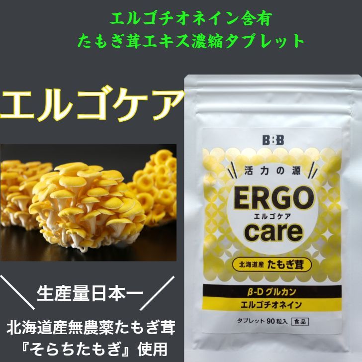 エルゴチオネイン含有 エルゴケア90粒(約30日分) たもぎ茸エキス濃縮タブレット タモギダケ タモギタケ 霊芝 アガリクス - メルカリ