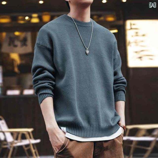 L 秋冬 コーデ メンズ 服 シンプル ファッション オシャレ 大人 かっこいい 大きいサイズ ストリート 紳士服 アメリカン レトロ セーター ラウンドネック 長袖