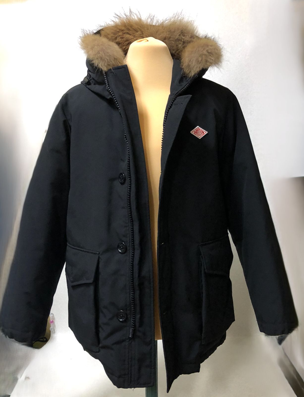 DH1398 DANTON ダントン ダウンジャケット ラクーンファー フード サイズ38 M