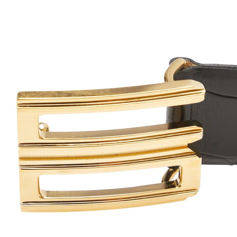 ディオール CDバックル クロコ型押し ブラック レザー レディース Dior【1-0219104】