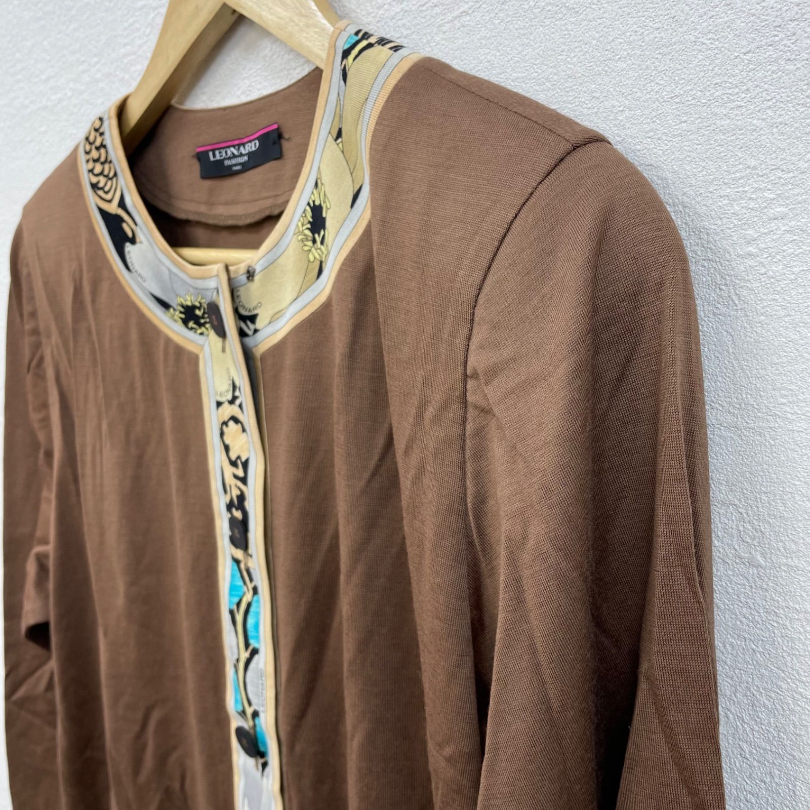LEONARD FASHION レオナール 薄手カーディガン LL ブラウン - メルカリ
