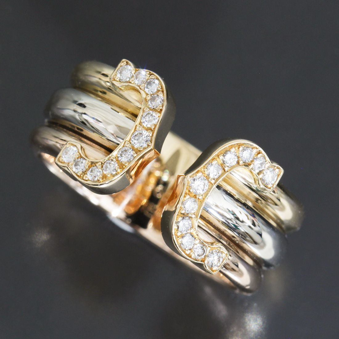カルティエ Cartier 2Cダイヤ スリー リング 15.5号 54 K18 750 E1714