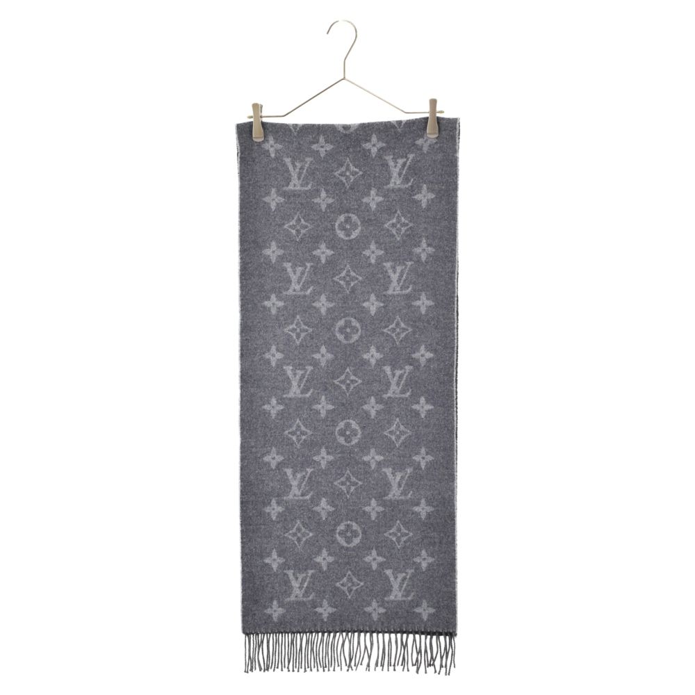 【美品】 Louis Vuitton モノグラム マフラー カシミヤ ネイビー LOUIS VUITTON（マフラー/ショール ・ ブルー・ネイビー/青色系