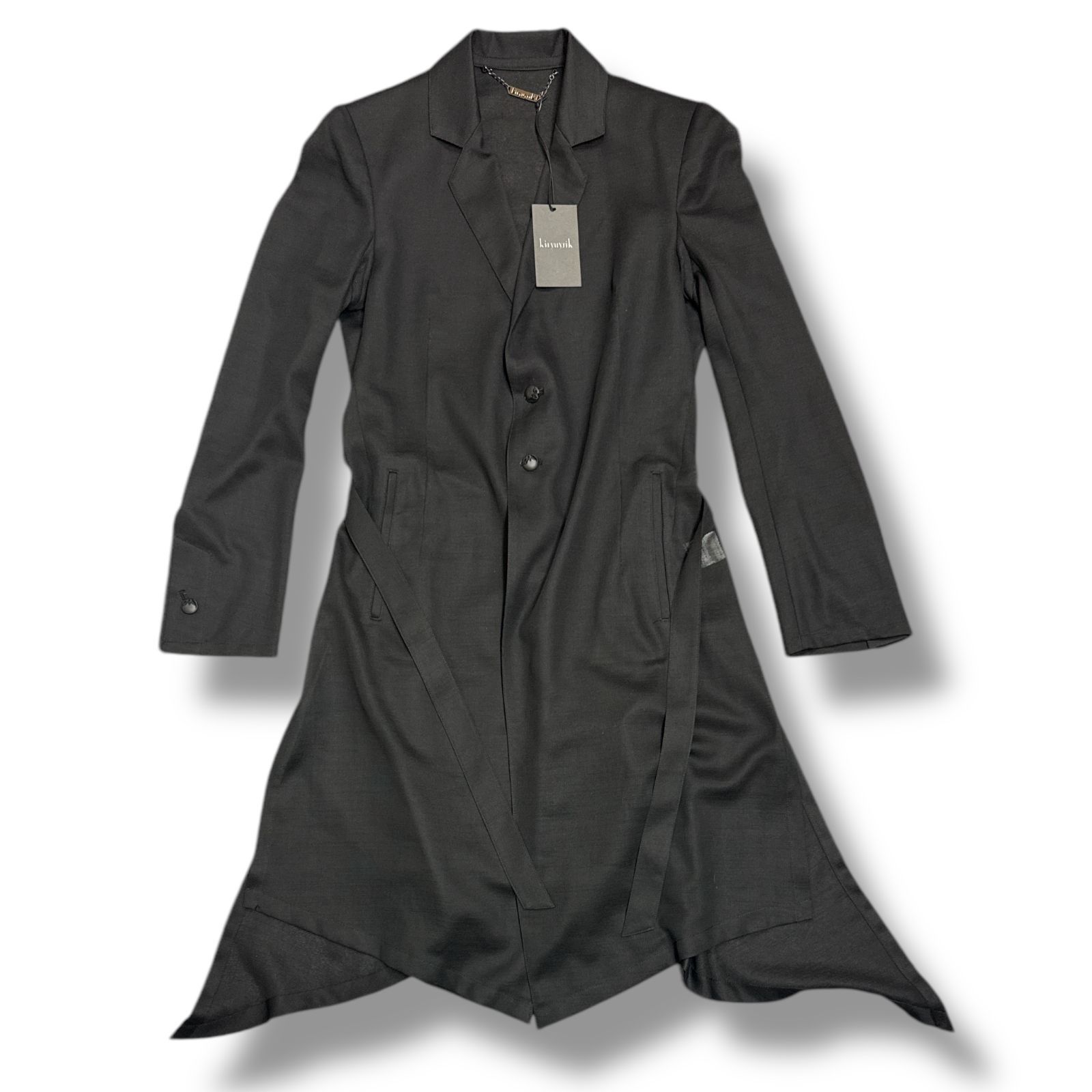 参考上代59400円 kiryuyrik 24SS FlareJacket フ ジャケット ロング テーラードジャケット キリュウキリュウ KR-HJ49-908 ブラック M 90395A3