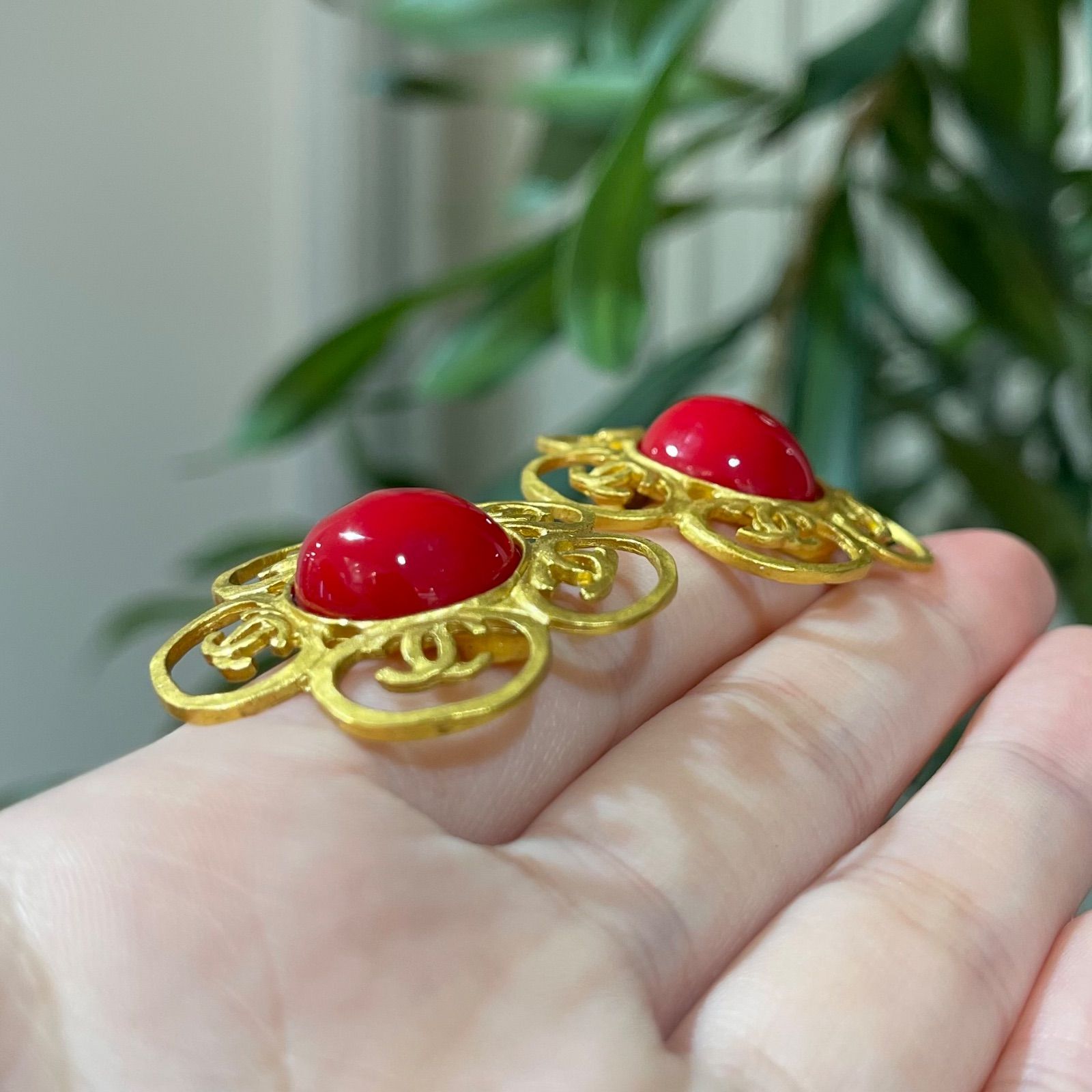 美品】CHANEL シャネルココマーク フラワーイヤリング メタルゴールド  