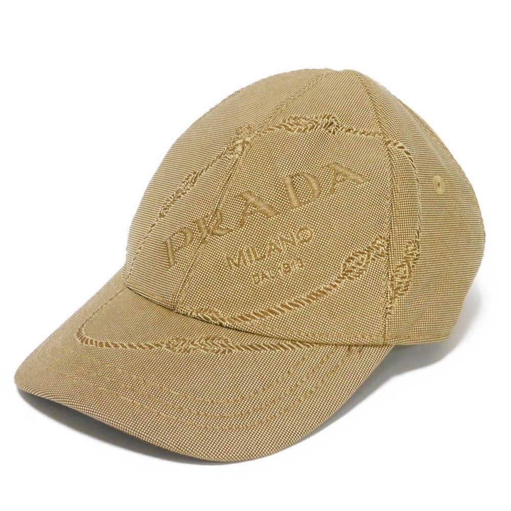 PRADA ベージュ キャップ M PRADA プラダ ベースボール キャップ M 58㎝ ファブリック